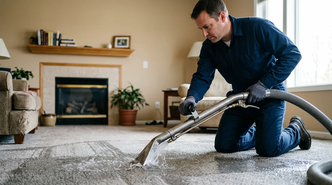 Water damage restoration technician working near Martinsville, OH
